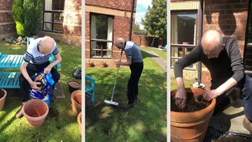 Residents at Falkirk care home enjoy a spot of gardening